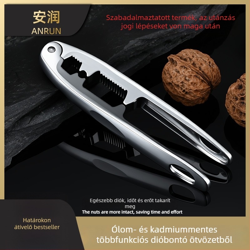 Anrun cinkötvözetű diótörő – Többfunkciós dióvágó diófélékhez (dió, mogyoró, fenyőmag) héjleválasztóval