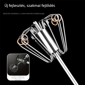 Rozsdamentes acél kézi tojáskeverő - hordozható, modern stílus (Márka: Chef jun; Anyaga: rozsdamentes acél; Működés: kézi; Stílus: Modern)