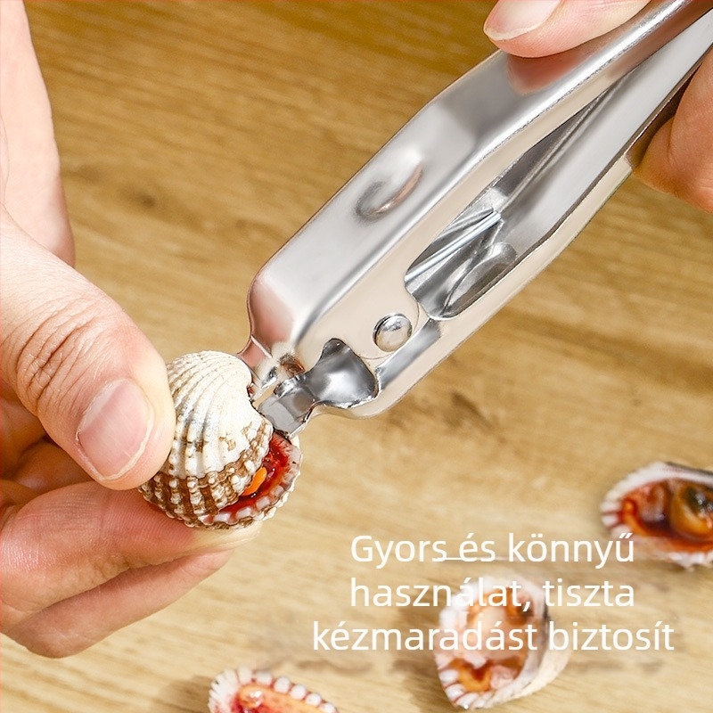 Vérkagyló klipek nyitó – Next Chef Excellent, 430 rozsdamentes acél, modern egyszerű dizájn, nyomtatott logó, kiadás 2022