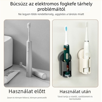 Fali fogkefetartó, vákuumos rögzítés, fúrás nélkül, ABS anyag, logó testreszabás