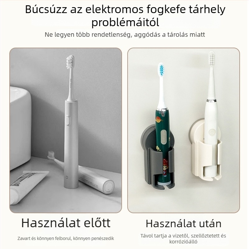 Fali fogkefetartó, vákuumos rögzítés, fúrás nélkül, ABS anyag, logó testreszabás