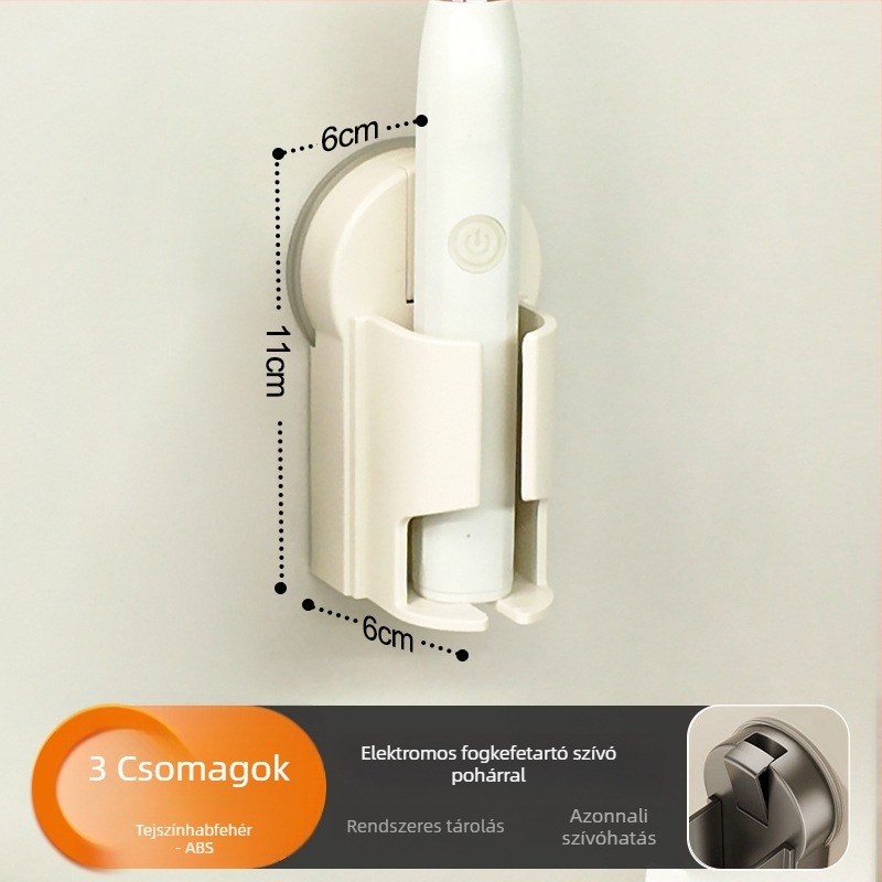 Fali fogkefetartó, vákuumos rögzítés, fúrás nélkül, ABS anyag, logó testreszabás