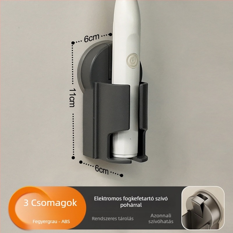 Fali fogkefetartó, vákuumos rögzítés, fúrás nélkül, ABS anyag, logó testreszabás