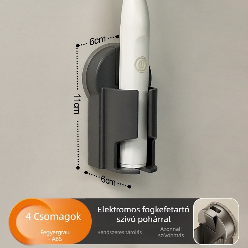 Fali fogkefetartó, vákuumos rögzítés, fúrás nélkül, ABS anyag, logó testreszabás