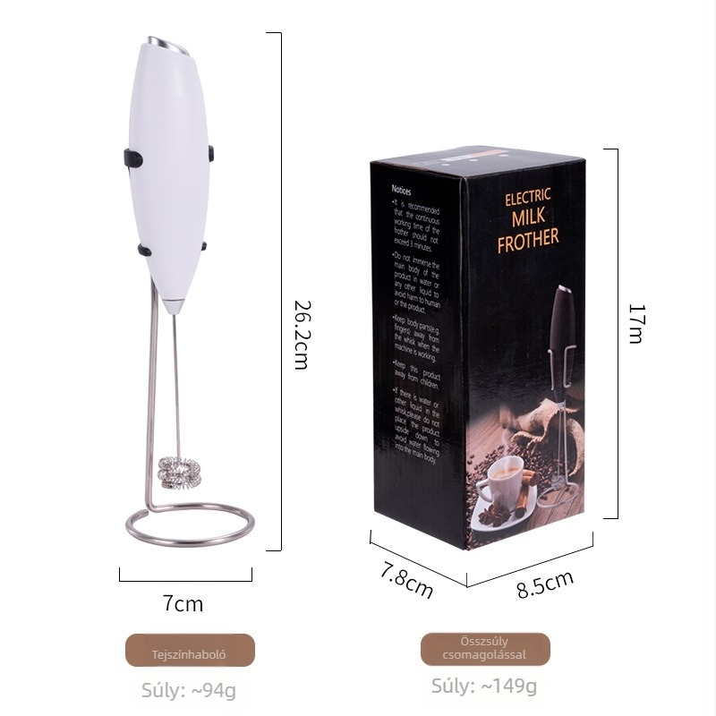 Elektromos tejhabosító kézi, állvánnyal, 304+ABS, logó nyomtatás, testreszabás elérhető (bemutatva 2024)