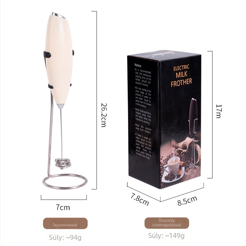 Elektromos tejhabosító kézi, állvánnyal, 304+ABS, logó nyomtatás, testreszabás elérhető (bemutatva 2024)