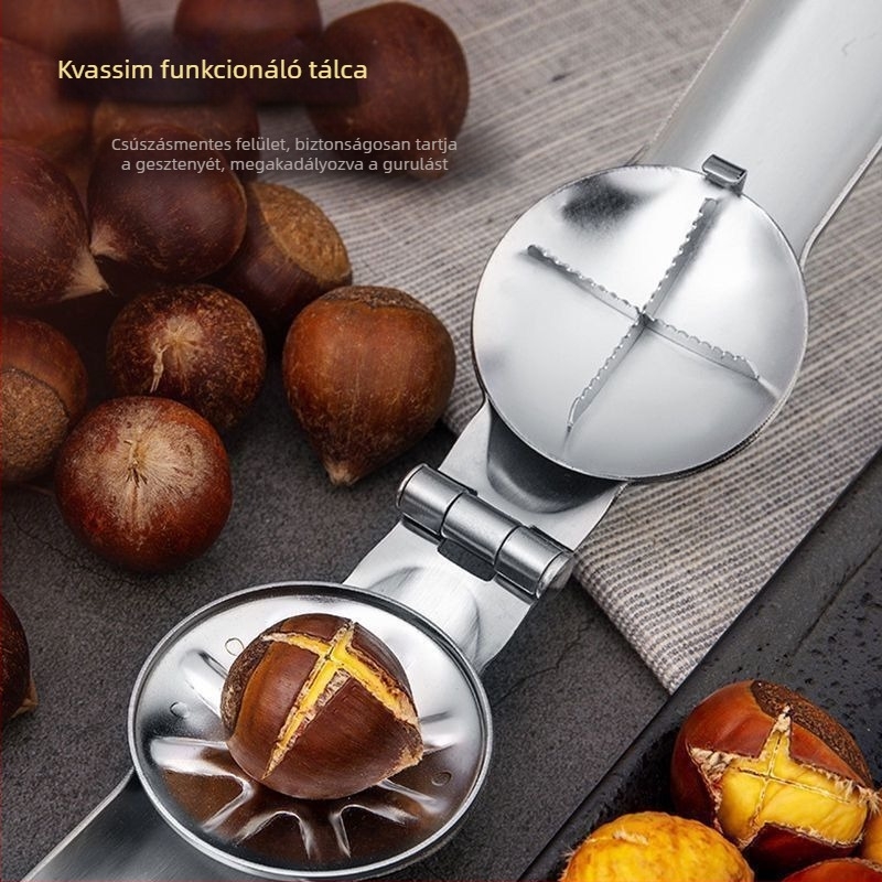 Rozsdamentes acél gesztenyenyitó fogó – minimalist design