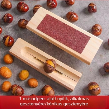 Fából készült gesztenyenyitó és hámozó – multifunkcionális eszköz gesztenyéhez és lótuszmaghoz, modern minimalist stílus, nyomtatott logóval, bevezetve 2020 télen