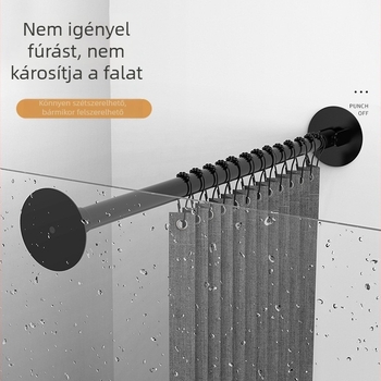 Teleszkópos zuhanyfüggönyrúd, fúrás nélkül, sarokkámasz, speciális alakú