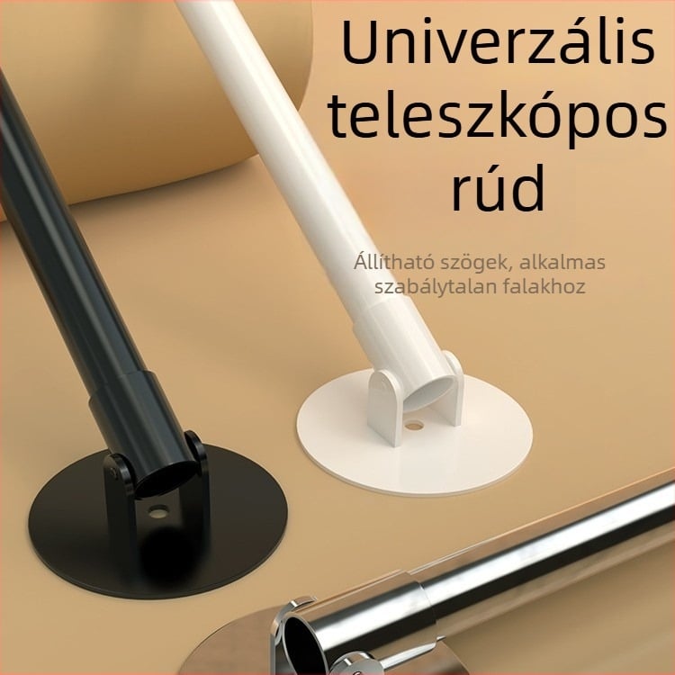 Teleszkópos zuhanyfüggönyrúd, fúrás nélkül, sarokkámasz, speciális alakú