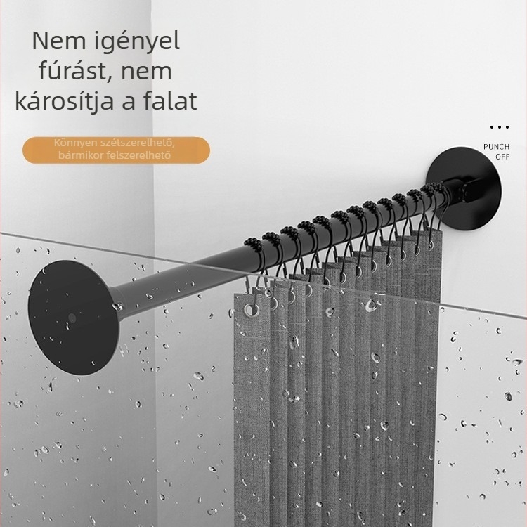 Teleszkópos zuhanyfüggönyrúd, fúrás nélkül, sarokkámasz, speciális alakú