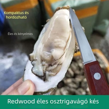 Osztriga nyitó kés faból készült fogantyúval, 30Cr13 acél, modern dizájn, nyomtatott logó, testreszabás elérhető