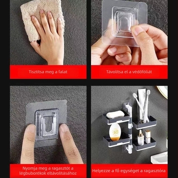 Falra szerelhető szappantartó szívókupakkal, forgatható, 3 rétegű vagy 1 rétegű, műanyag, dobozban 120 darab