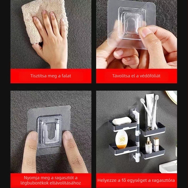 Falra szerelhető szappantartó szívókupakkal, forgatható, 3 rétegű vagy 1 rétegű, műanyag, dobozban 120 darab