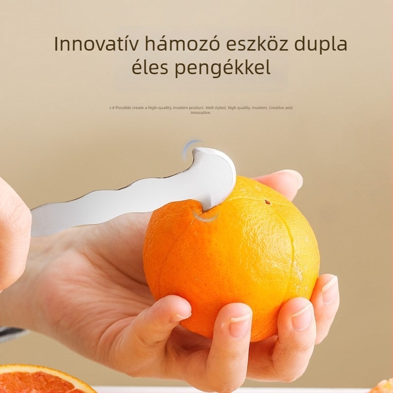 Rozsdamentes acél narancs- és grapefruit-hámozó - modern design, logó nyomtatási lehetőség