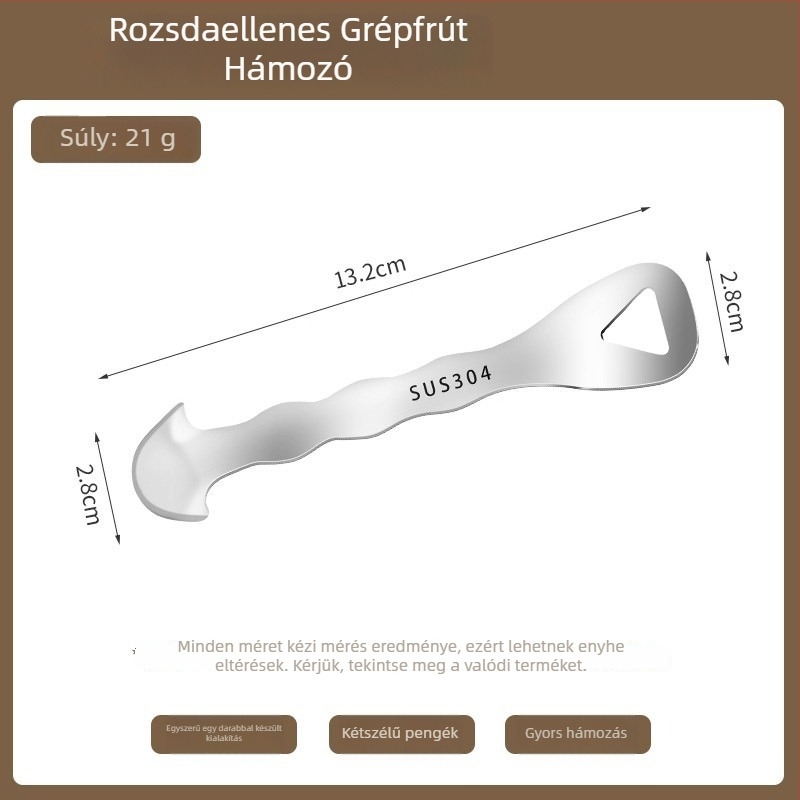 Rozsdamentes acél narancs- és grapefruit-hámozó - modern design, logó nyomtatási lehetőség