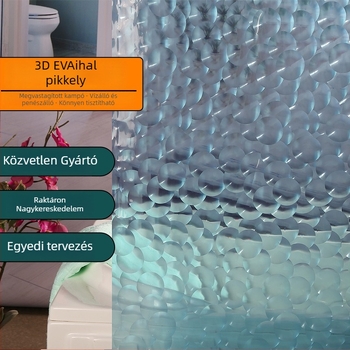 Megvastított 3D EVA vízálló zuhanyfüggöny és fürdőszobai válaszfal fúrás nélküli készlet, penész- és baktériummentes, otthoni használatra