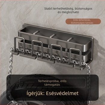 Fogkefetartó – rozsdamentes acél, falra szerelhető, fúrás nélkül, pohár szájvíz tartó, Youqin