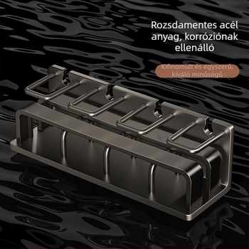 Fogkefetartó – rozsdamentes acél, falra szerelhető, fúrás nélkül, pohár szájvíz tartó, Youqin