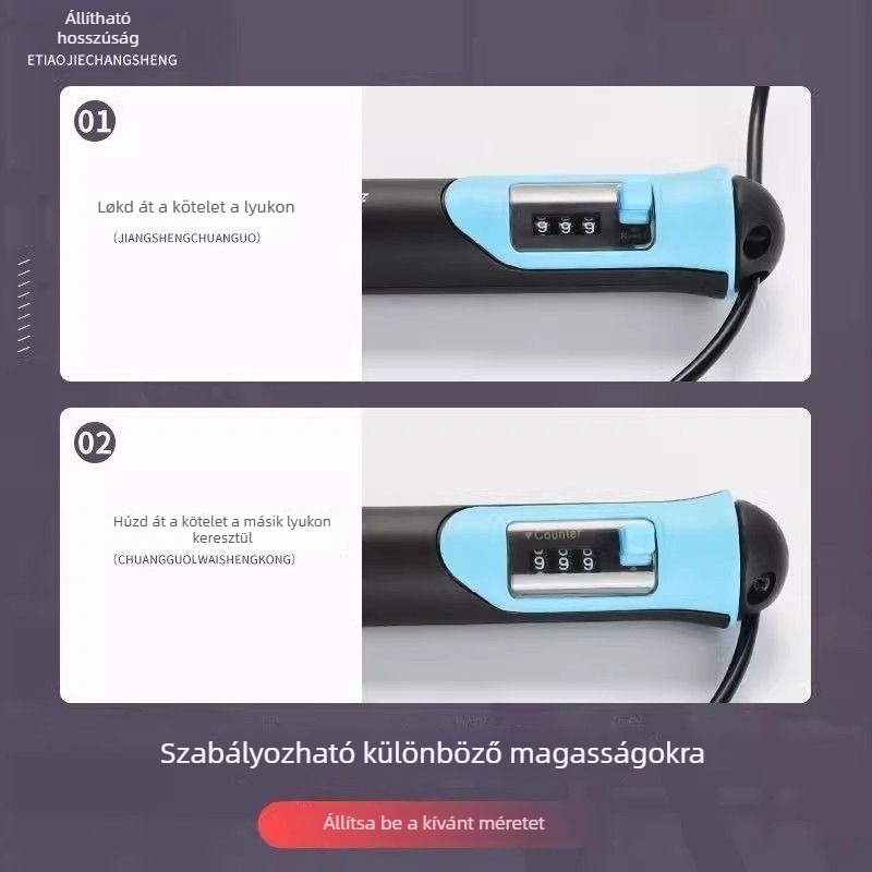 Ugrókötél acélhuzalos kivitel, súlyozott, mechanikus számláló – J314, Shengyue Sports