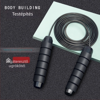 Fitnesz ugrókötél PVC + acélhuzallal, fonott kötél, markolatok ABS + hab, edzéshez, nem gyermekeknek