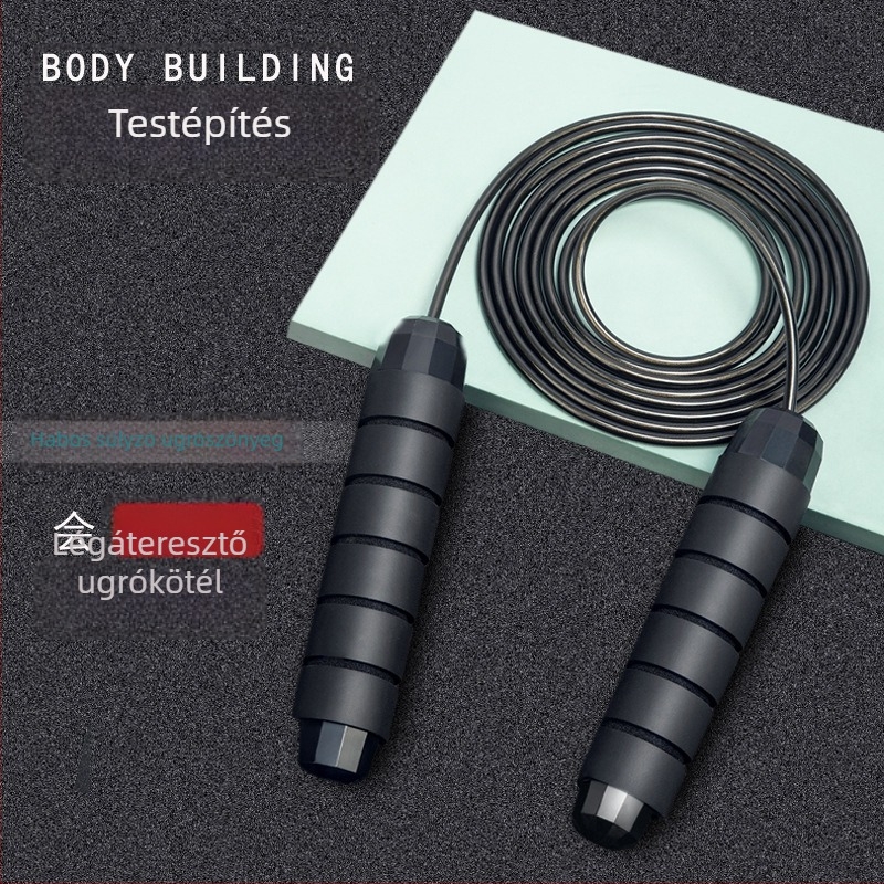Fitnesz ugrókötél PVC + acélhuzallal, fonott kötél, markolatok ABS + hab, edzéshez, nem gyermekeknek
