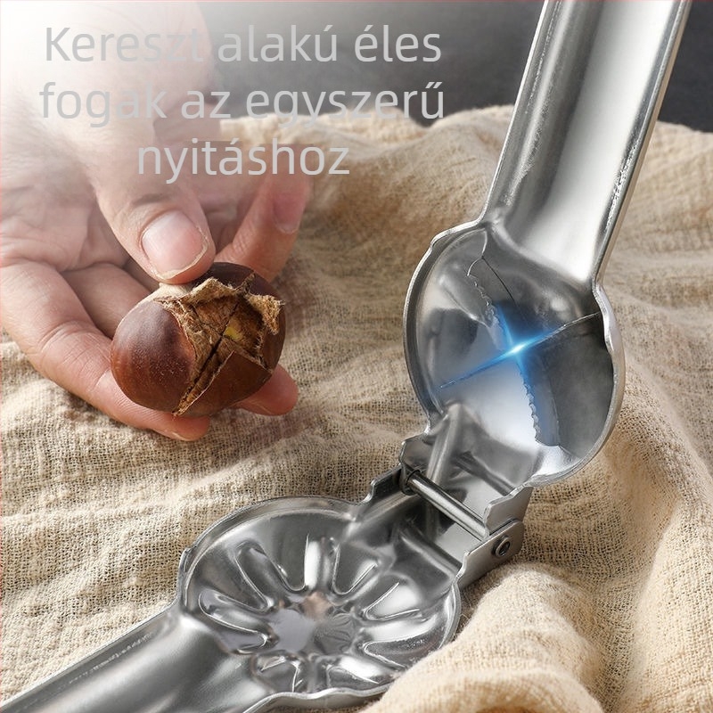 Rozsdamentes acél gesztenyeklip, modern egyszerű dizájn, logónyomás elérhető, bevezetés 2025 nyara
