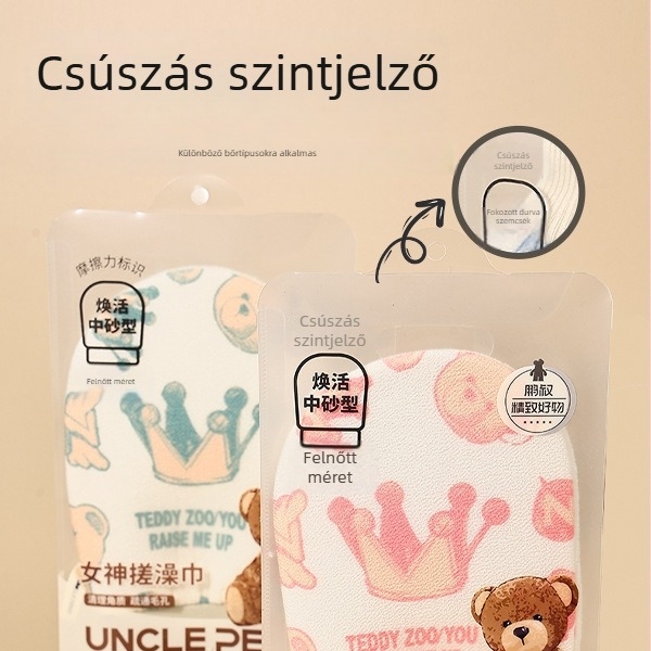 Női fürdőkesztyű - erős hátmasszázs, fájdalommentes iszap peeling, poliészter szivacs