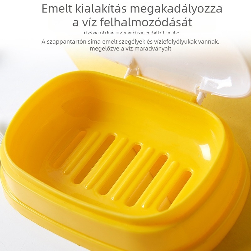 Rajzfilmszerű szappantároló doboz fedéllel, hordozható fürdőszobai kiegészítő, PP anyag, 120 db csomagolás, márka Presented