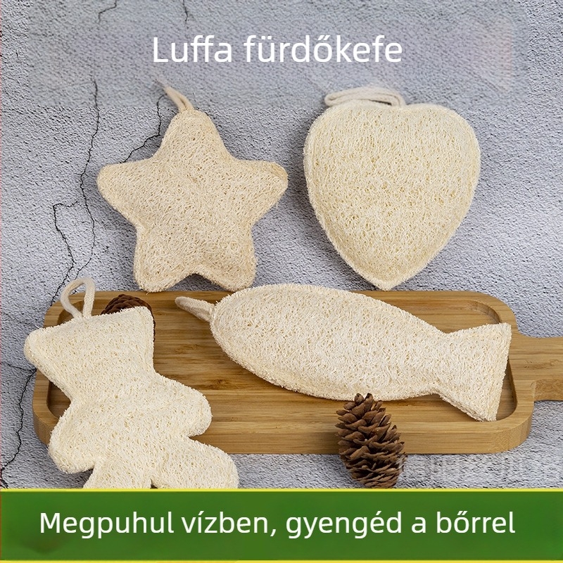 Gyerekeknek szánt fürdőecset természetes luffával – rajzfilm-stílusú dizájn, testreszabható feldolgozás, magáncímke elérhető
