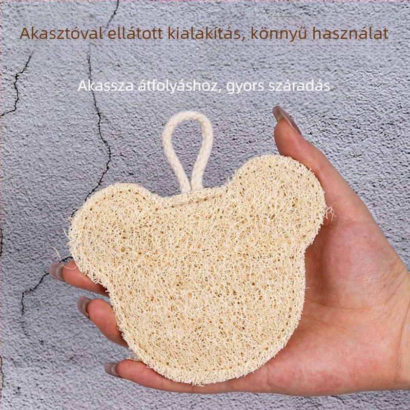 Gyerekeknek szánt fürdőecset természetes luffával – rajzfilm-stílusú dizájn, testreszabható feldolgozás, magáncímke elérhető