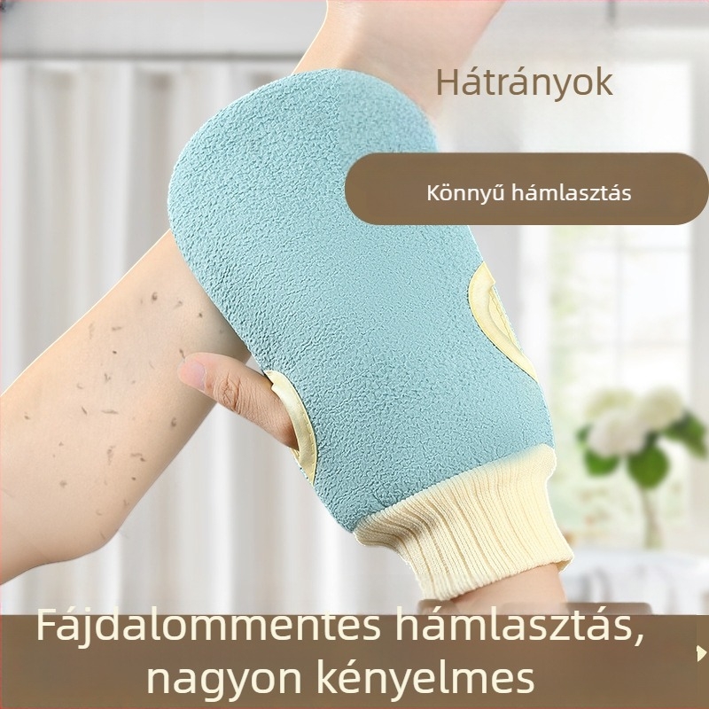 Hámlasztó fürdőkesztyű, uniszex, kétoldalas finom szemcsés textúra, hátmasszírozó otthoni használatra