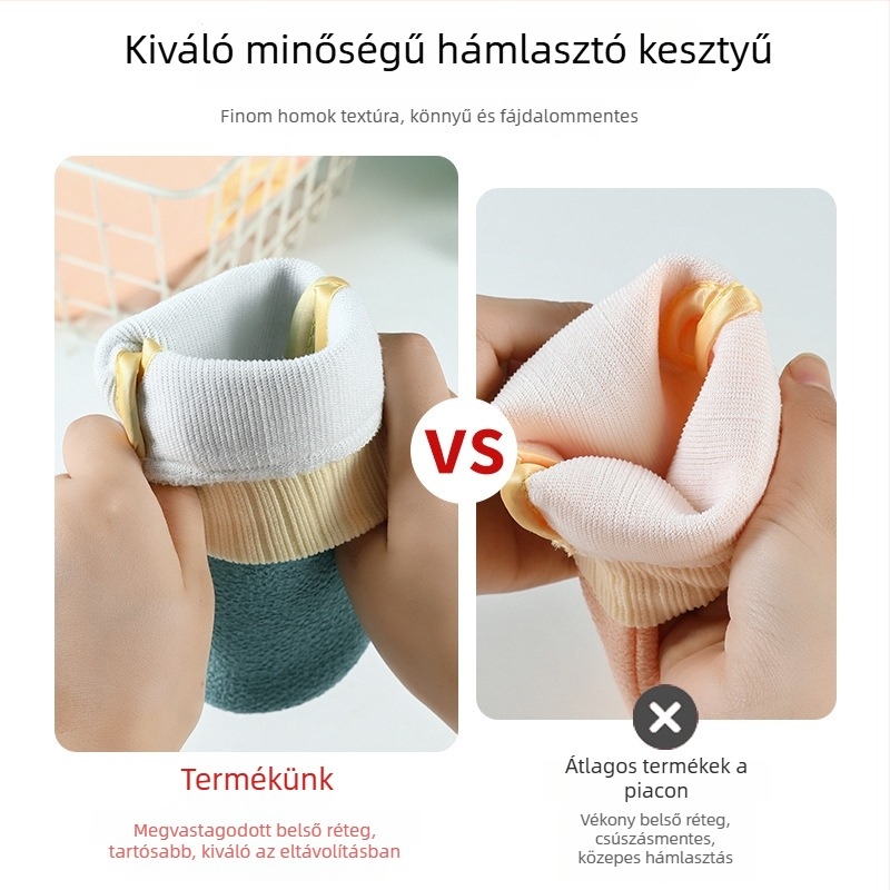 Hámlasztó fürdőkesztyű, uniszex, kétoldalas finom szemcsés textúra, hátmasszírozó otthoni használatra
