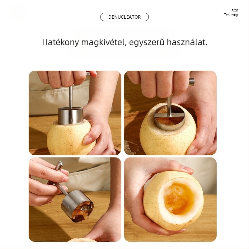 Alma- és körtemagkivonó – 430 rozsdamentes acél, modern minimális dizájn, magkivonó eszköz