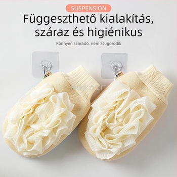 Fürdőápolási készlet: kétoldalas habzó exfoliáló szivacs és mosdókendő
