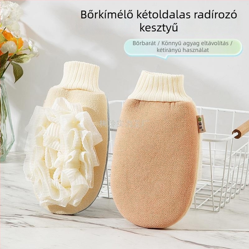 Fürdőápolási készlet: kétoldalas habzó exfoliáló szivacs és mosdókendő