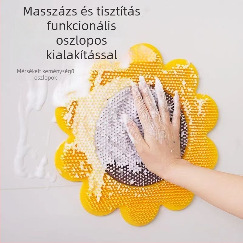 Zuhanyháti dörzsölő ecset, falra szerelhető, PVC masszírozó kefe otthoni használatra