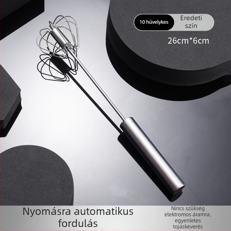 Félautomata tojáskeverő, rozsdamentes acélból készült konyhai eszköz, modern minimalist dizájn, YUEHUI márka