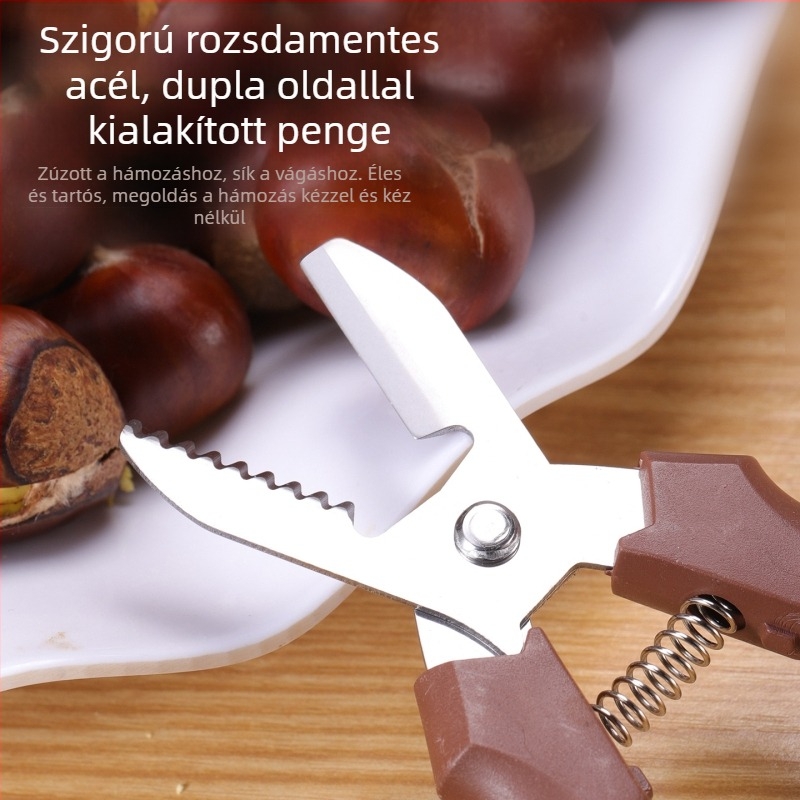 Gesztenyecsipesz héjleválasztóval, rozsdamentes acél, egyszerű stílus, Shengrui márka