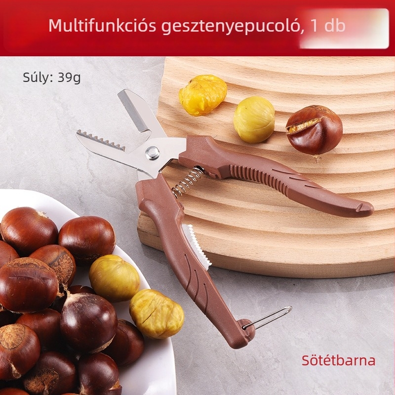 Gesztenyecsipesz héjleválasztóval, rozsdamentes acél, egyszerű stílus, Shengrui márka