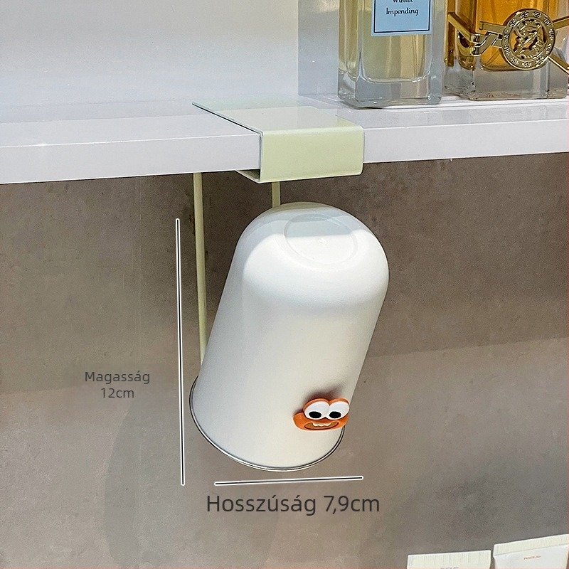 Függő fogkefetartó pohárral, kovácsoltvasból, fúrás nélkül