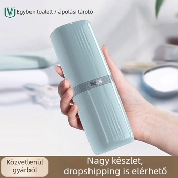 Fogkefés pohár és tartó – ABS + átlátszó műanyag; beépített rögzítés; tárolás fogkeféhez és utazási készlet szájöblítő pohárral és tartóval az elektromos fogkeféhez