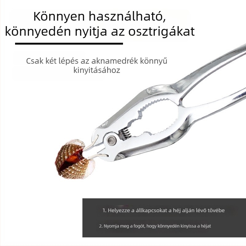 Cinkötvözet héjnyitó kagylókhoz, osztrigákhoz és clams – Minimalista konyhai eszköz rozsdamentes acélból és alumíniumból, logónyomás lehetséges