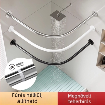 Csavarás nélküli teleszkópos zuhanyfüggönyrúd, görbe L- és U-alakú, vízálló fürdőszobai válaszfal