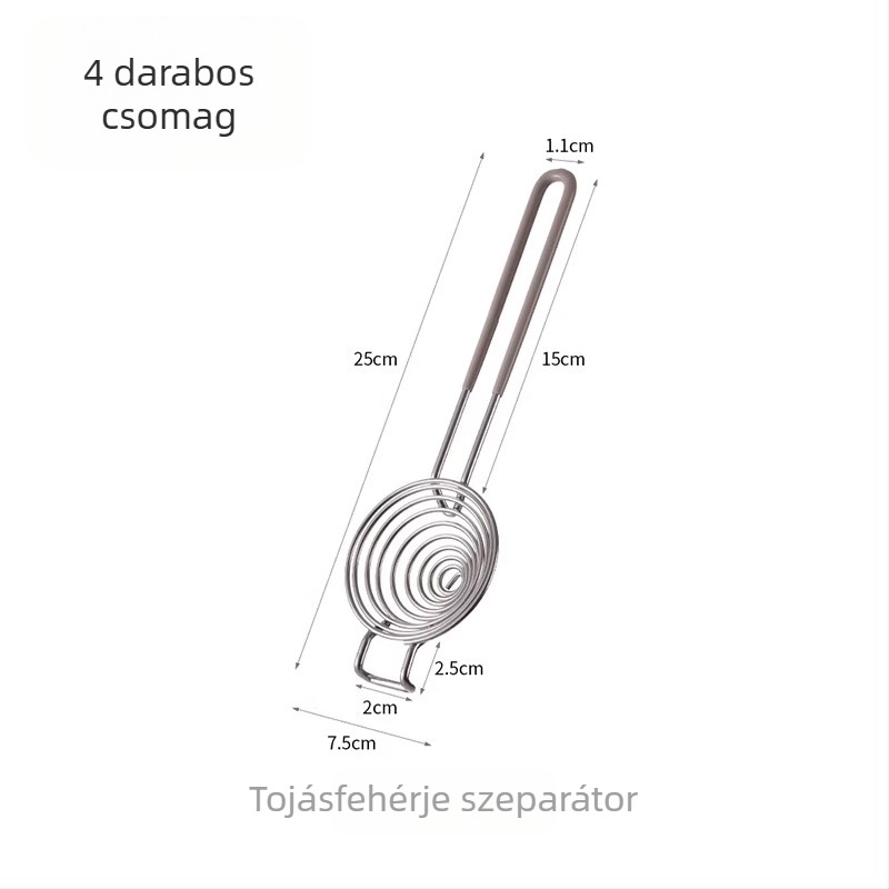 Tojásfehérje szeparáló – fémből készült kézi szűrő a tojásfehérje és a sárgája szétválasztásához, modell B9902-HWQ (fém, kézi, nem elektromos)