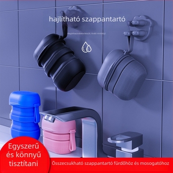Utazó szappanos doboz, fedéllel lezárt, élelmiszer-minőségű szilikon, logó nyomtatás, testreszabható