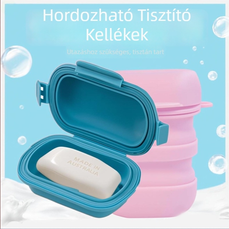Utazó szappanos doboz, fedéllel lezárt, élelmiszer-minőségű szilikon, logó nyomtatás, testreszabható