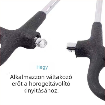 Rozsdamentes acélból készült ívelt horgász eszköz horog eltávolítóval és elengedő mechanizmussal