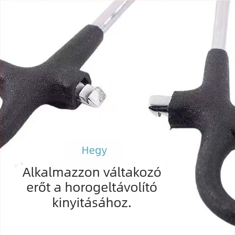 Rozsdamentes acélból készült ívelt horgász eszköz horog eltávolítóval és elengedő mechanizmussal