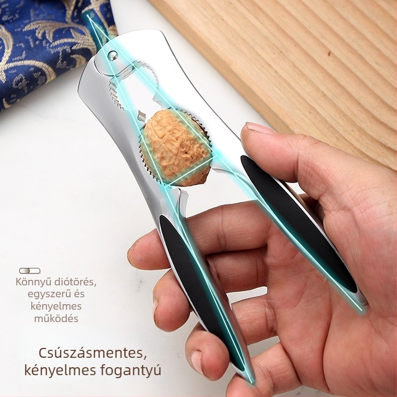 Diótörő klipsz – cinkötvözet, dióhoz pecan és makadámia számára, otthoni használatra, nyomtatott logó